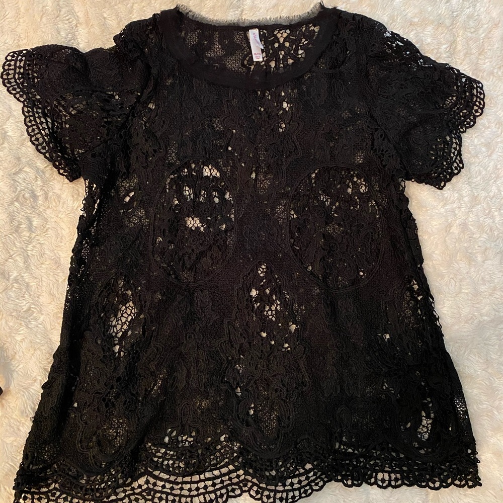 Black Lace Long Shirt